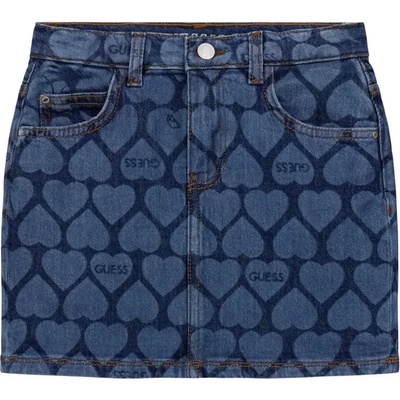 GUESS Деним пола за момиче покрита със сърца и надписи Guess