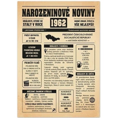 Narozeninové noviny 1962 - jednostranné - Váhy, Černobílé