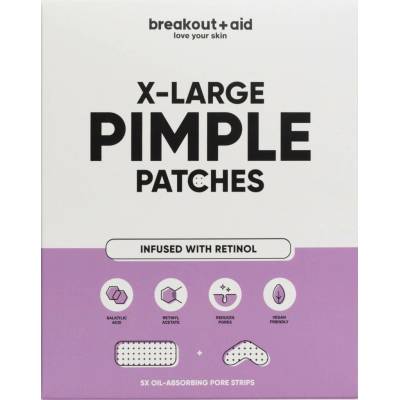 Breakout+aid XL Náplasti na ošetření problematické pleti s kyselinou salicylovou a retinolem 5 ks