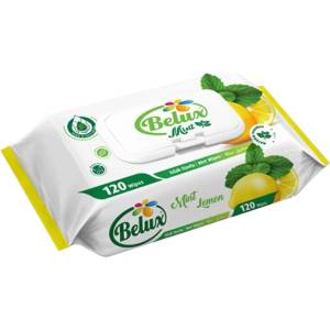  Belux мокри кърпи, 120 броя, Мента и лимон