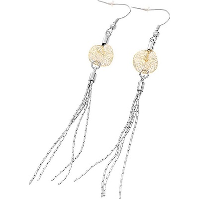 MPM Dámské ocelové visací zlacené nerezové náušnice 6038 stříbrné barvy SER.6038