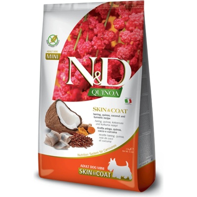 N&D dog Quinoa GF adult mini skin & coat herring & coconut 7 kg