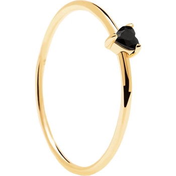 PD Paola Minimalistický pozlacený prsten se srdíčkem Black Heart Gold AN01 224