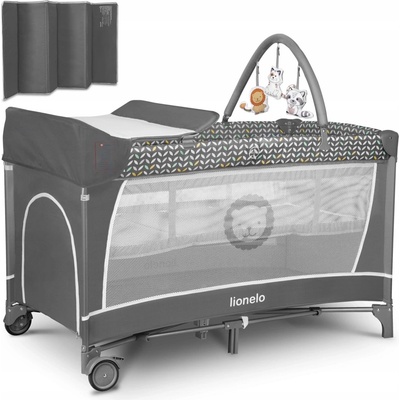 Lionelo Cestovní postýlka Flower Grey Scandi – Zboží Mobilmania