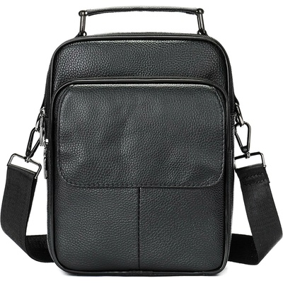 Gregorio kožená pánska crossbody taška 20x26x7 cm čierna