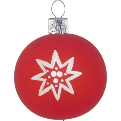 ORNEX Guľa sklenená červená hviezdy 70 mm