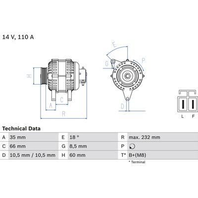 Alternátor BOSCH 0 986 048 301 (0986048301)