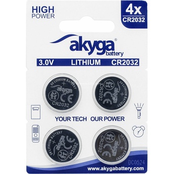 Akyga CR2032 батерия 3V 210mAh - 4 бр. /блистер (AKY2100) (AKY2100)