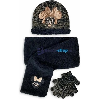 dívčí zimní set Minnie čepice rukavice šála černá