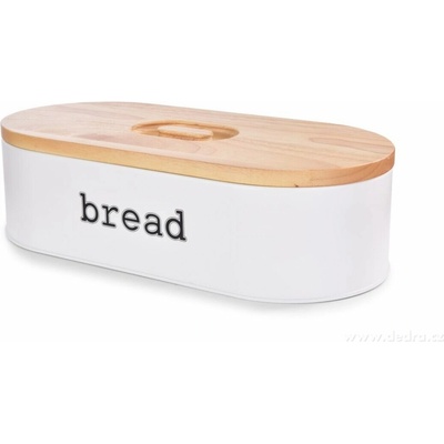 Chlebník BREAD, kovový s krájecím víkem z masivního dřeva, smetanový