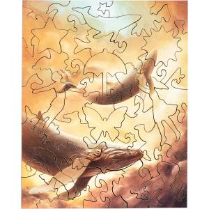 PIECEZZ Дървен пъзел Piecezz, 40 части - Летящи китове (P1309)