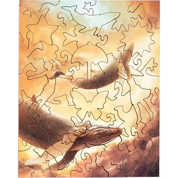 Image 1 of PIECEZZ Дървен пъзел Piecezz, 40 части - Летящи китове (P1309)