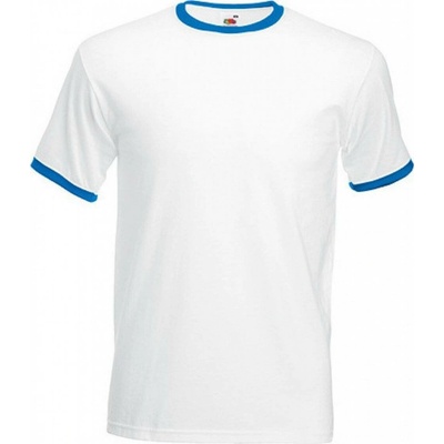 Fruit of the Loom tričko Ringer T s kontrastními lemy modrá královská F159 bílá