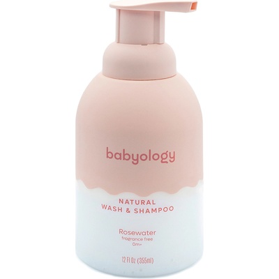 Babyology Натурален бебешки шампоан и душ гел Babyology - С розова вода, 355 ml