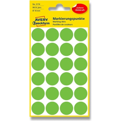 Avery Zweckform Etikety na různá značení 96 ks světle zelené ⌀ 18 mm kulaté 3174