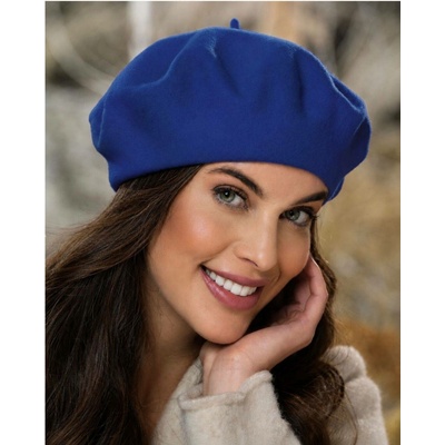 TONAK Modrý baret FLORA 100% vlna WOOLMARK