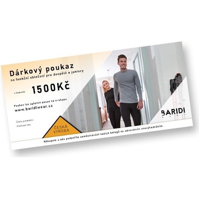 Dárkový šek 1 500 Kč Baridi wear