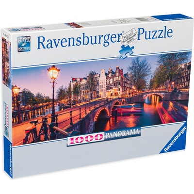 Ravensburger Панорамен пъзел Ravensburger от 1000 части - Вечер в Амстердам (16752)