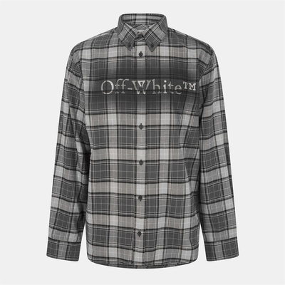 OFF WHITE Риза с дълъг ръкав OFF WHITE Men's Spray Flannel Long Sleeve Patterned Shirt - Dark Grey