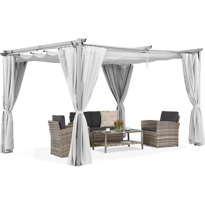 Garden Point pergola La Palma 3 x 3 m se závěsy Bílá