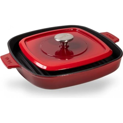 WOLL Грил тиган IND 24 см червен, с капак, желязо, Woll (WL624-2CI-010)
