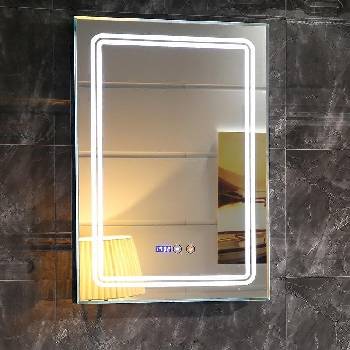 Inter Ceramic Правоъгълно led огледало с нагревател против изпотяване и часовник/температура, 50/70 см (icl 1791)