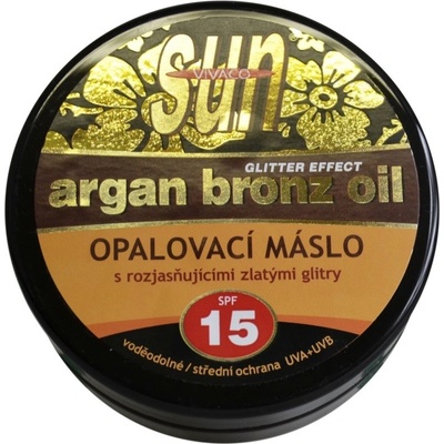 Vivaco Sun Glitter effect opalovací máslo s bio arganovým olejem SPF15 200 ml – Zboží Dáma