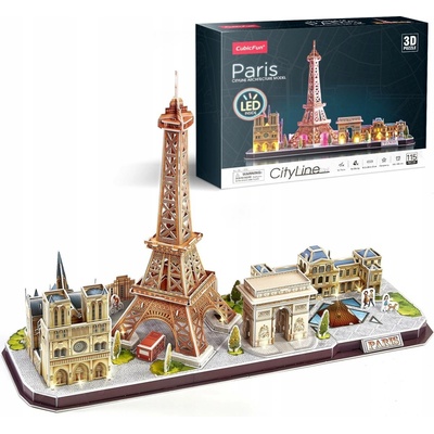 CubicFun 3D puzzle LED Paříž 115 ks