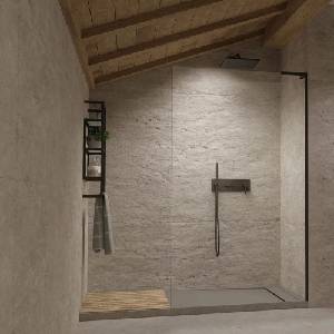 Radaway Параван за душ тип Walk-In Radaway Modo SL II, черен мат-прозрачно, 120 см, закалено стъкло 8 мм, дясно (10319124-54-01R)