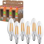 OSRAM Energy Class LED lamp in classic mini candle shape - 2.2 W / 470 lm - cold white light (4000 K) - CRI 80 - E14 base - IP20 - 35 mm DM - 6-pack - 4099854255106