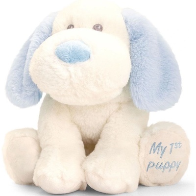 Keel Toys Eкологична плюшена играчка Keel Toys Keeleco - Бебе куче, бяло-синьо, 20 cm (SE1008)