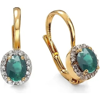Blink-Blink zlaté náušnice so Smaragdami a diamantami 3384ZSG
