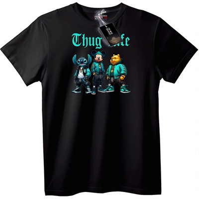 NOONEBRAND Тениска Thug Life с анимационни герои - 2XL, Black