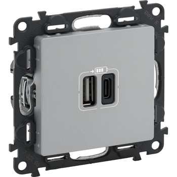 Legrand valena life 2xusb socket type a+c 5v 15w aluminium (753306l)