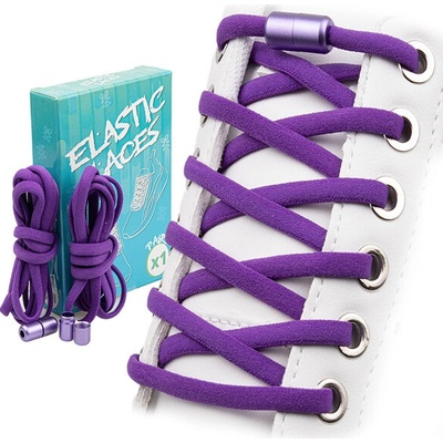 Laces elastické s kovovou sponou fialové