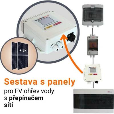 SolarEco solární set pro ohřev vody s přepínačem sítí MPPT DZD1.x Mini AC 2,5kW 8x Jinko Solar 440Wp