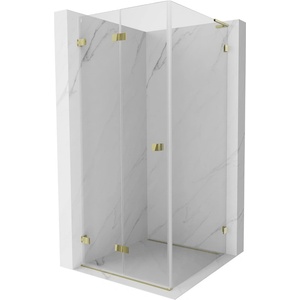 Mexen Lunar-F L сгъваема лява душ кабина 80 x 80 см, прозрачна, златна (836L-080-080-50-00-L)