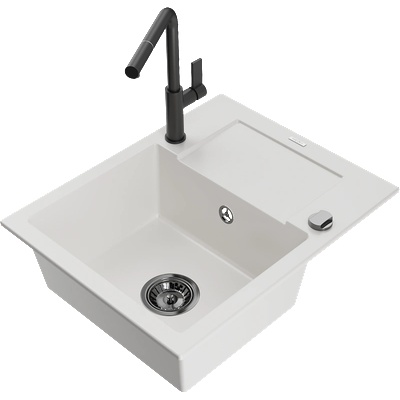 Mexen Enzo гранитна кухненска мивка с 1 камера, отцедник и кухненски (6506-20-670401-70-B)