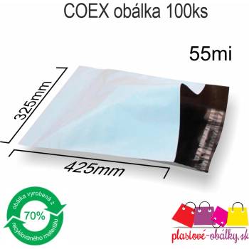 Plastové obálky COEX nepriehľadné Balenie: 100 ks balenie, Rozmer: 325 x 425 mm
