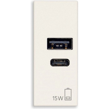 Vimar 30292. AC15B USB Контакт Linea A+C 1M 15W 5V, white, (30292.AC.15B)