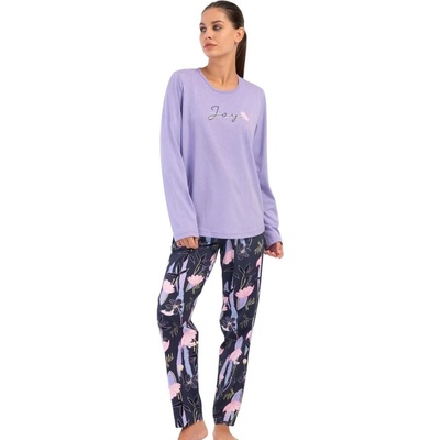 Дамска макси пижама в лилаво и тъмносиньо с цветя