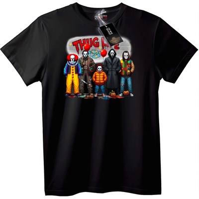 NOONEBRAND Тениска Thug Life с Halloween Horror - 2XL, White