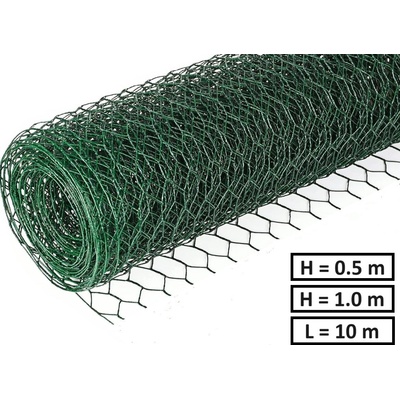 NIKA Хексагонална мрежа HOBBY FENCE с PVC покритие, 20 x 20 мм, Ø 1.0 мм, зелен цвят (RO 81901)