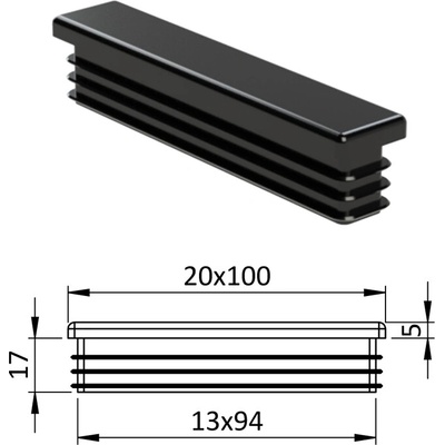 Kovoinox Krytka plastová 20 x 100 mm, černá – Sleviste.cz