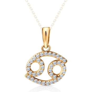 SAVICKI Висулка със зодиакален знак рак savicki: жълто злато, цирконий