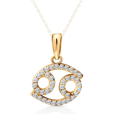 SAVICKI Висулка със зодиакален знак рак savicki: жълто злато, цирконий