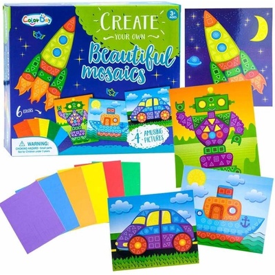 JOKO Sada Penová Mozaika Raketa, Robot, Auto, Loď