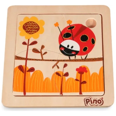 Pino Toys Дървен мини пъзел Pino от 4 части - Калинка (4733-2)