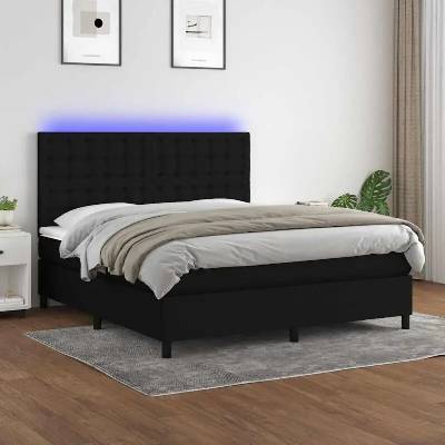 vidaXL 11461.3135207 Boxspring postel s matrací a LED černá textil
