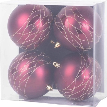 MagicHome Gule4 ks bordové matné s dekoráciou na vianočný stromček 10 cm